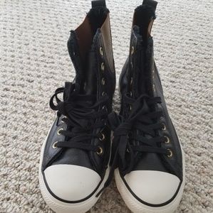 Black Leather Converse Size 9.5 in Women.